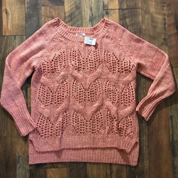 Maurices peach open weave Sweater top size Large New with tags women’s - Picture 1 of 4